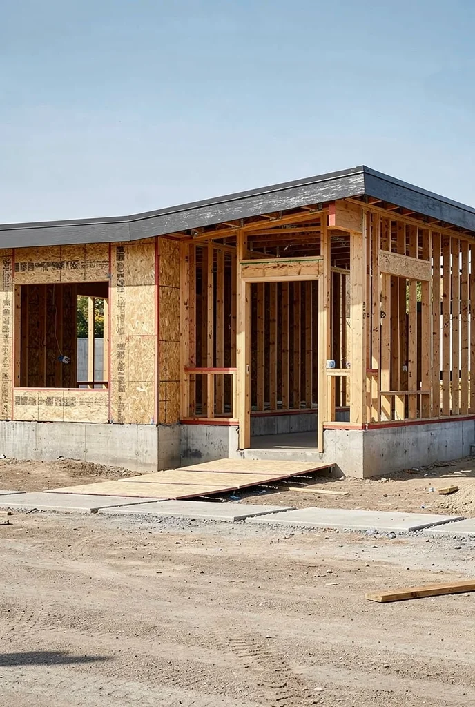 Mid century modern house exterior featuring geometric le corbusier sconce with sculptural blow planter empty room