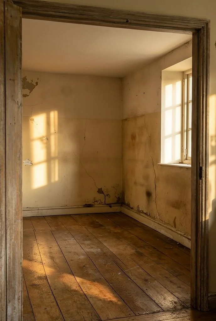 French Country Living Room featuring weathered oak armoire with vintage chest of drawers and striped rug empty room