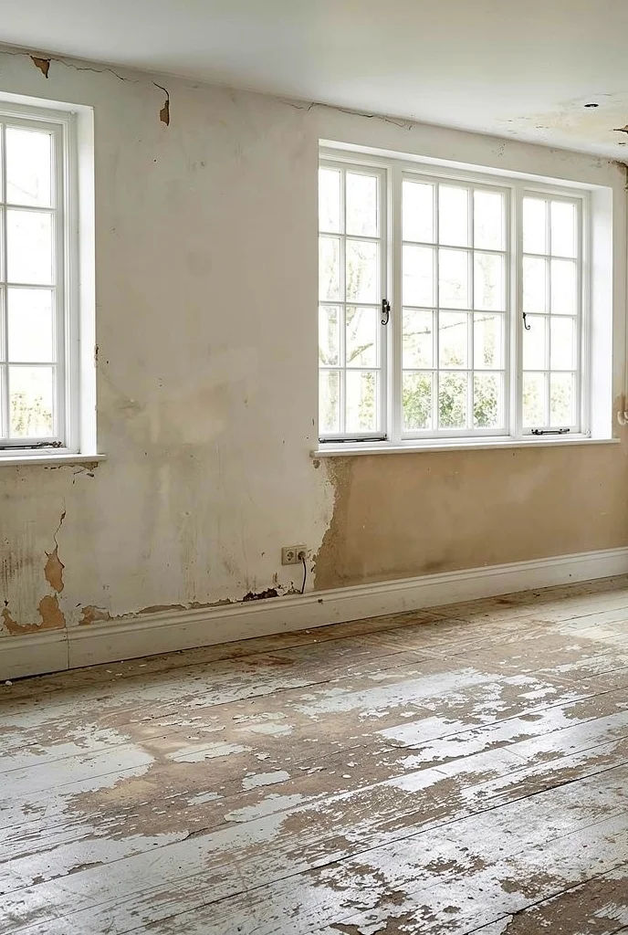 French Country Living Room featuring gray linen two seater sofa with oval jute rug and warm buff walls empty room