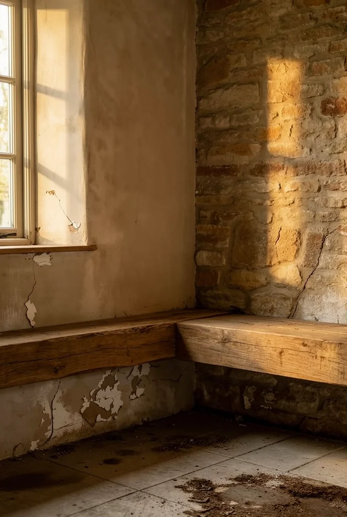 French country fireplace featuring rustic oak mirror with ceramic lamp and iron lantern on beam mantel empty room