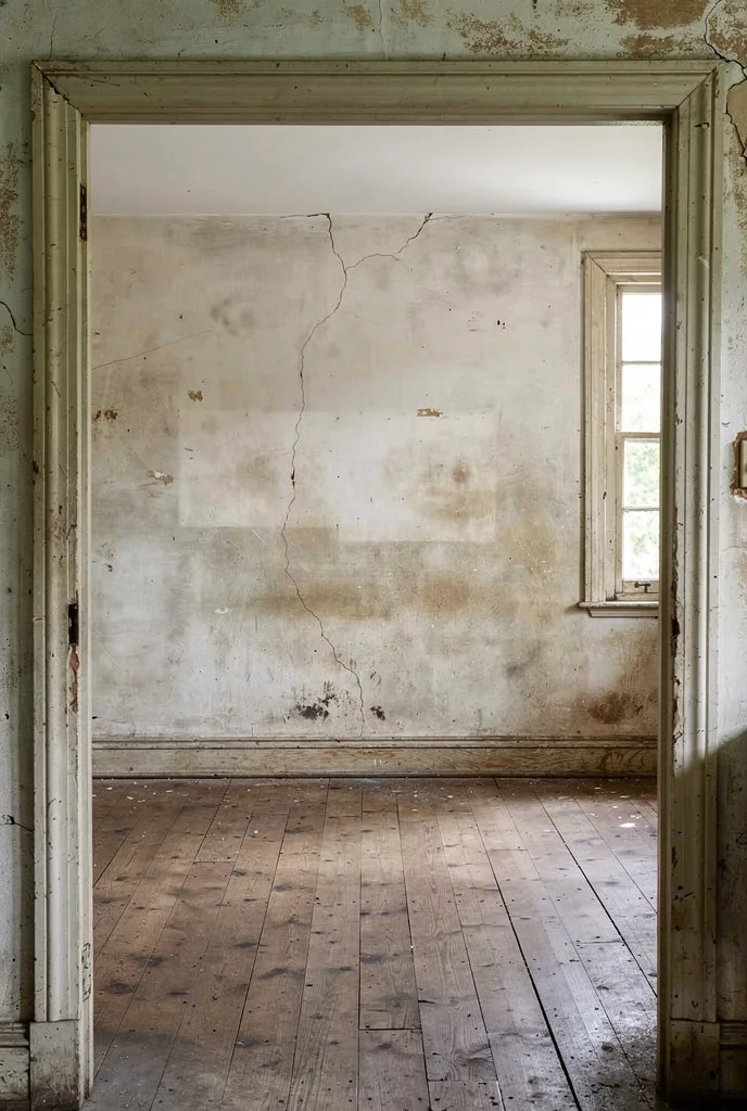 French Country Living Room featuring mahogany console with gilt arched mirror and striped rug empty room