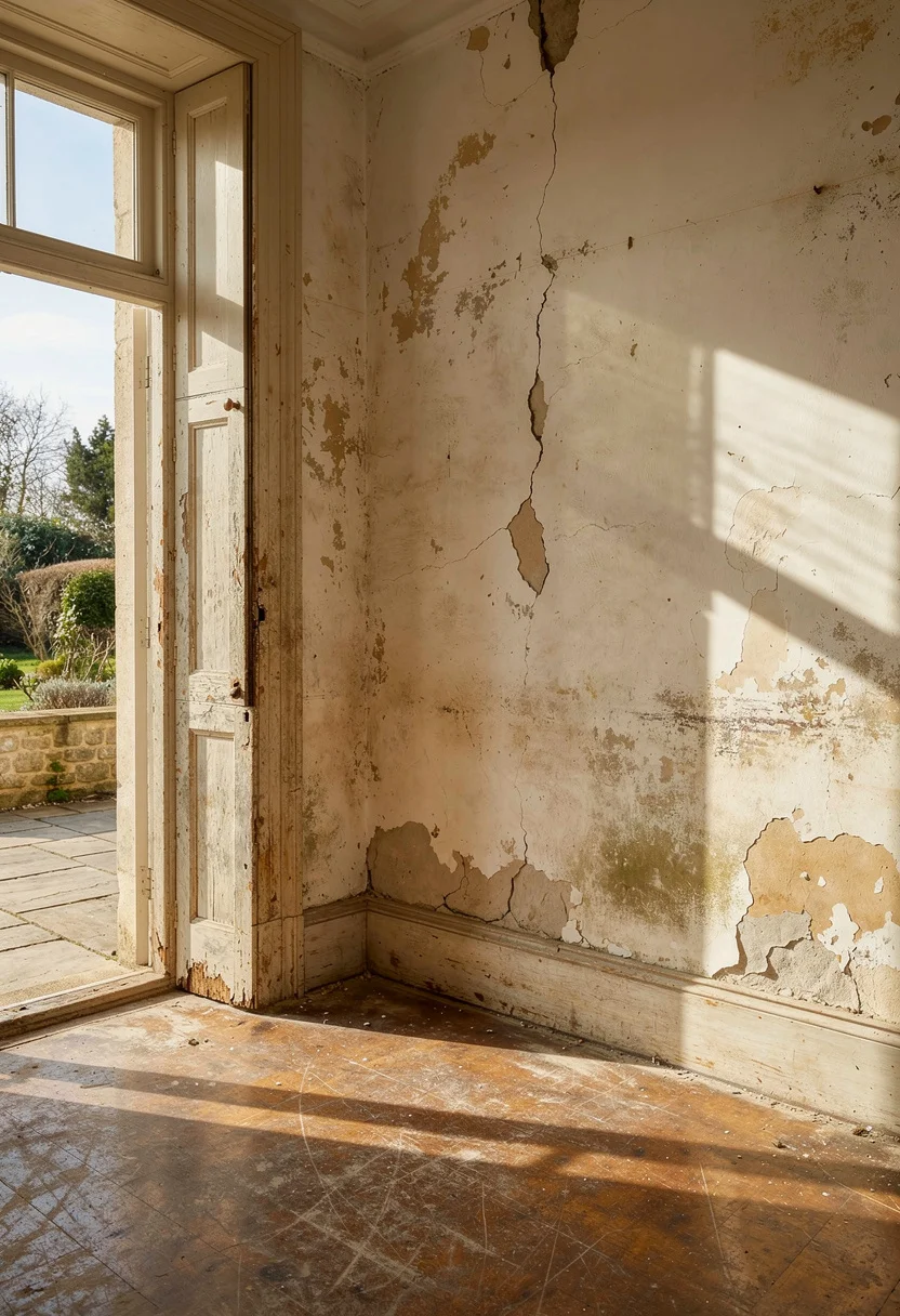 French country bathroom before renovation empty room