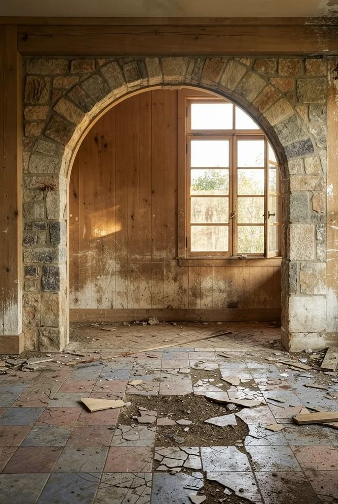 French Country Bathroom before renovation empty room