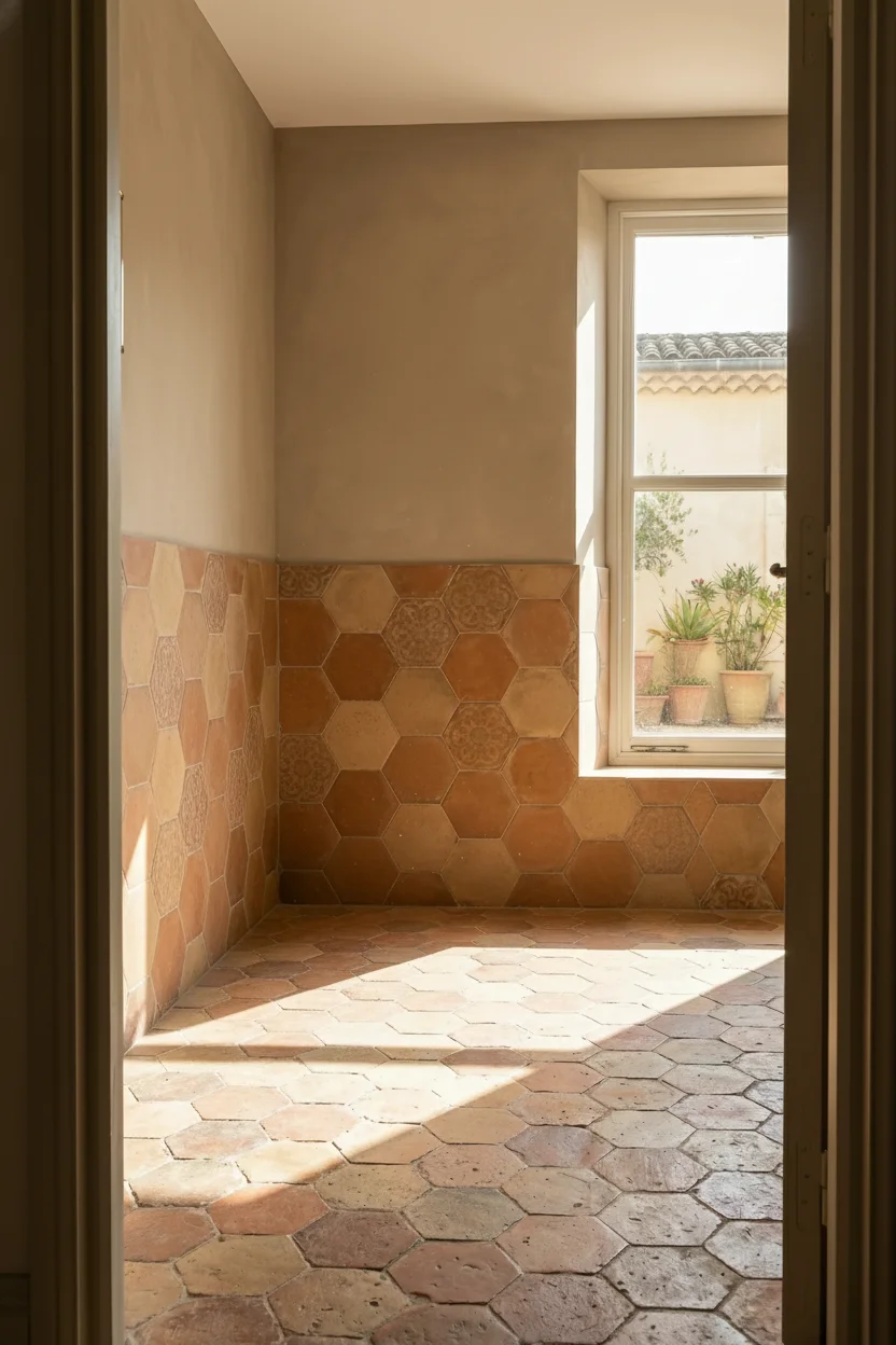 French Country Bathroom before renovation empty room