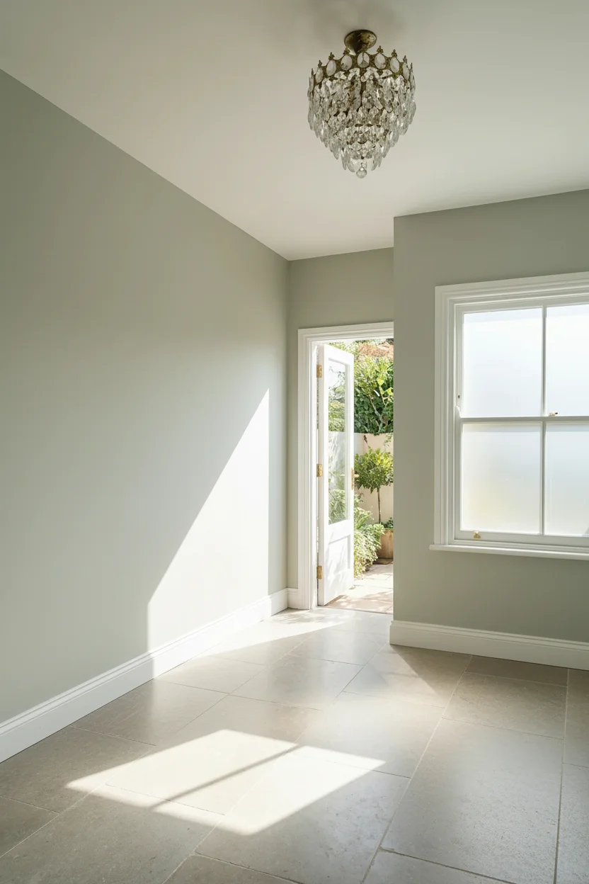 French Country Bathroom before renovation empty room