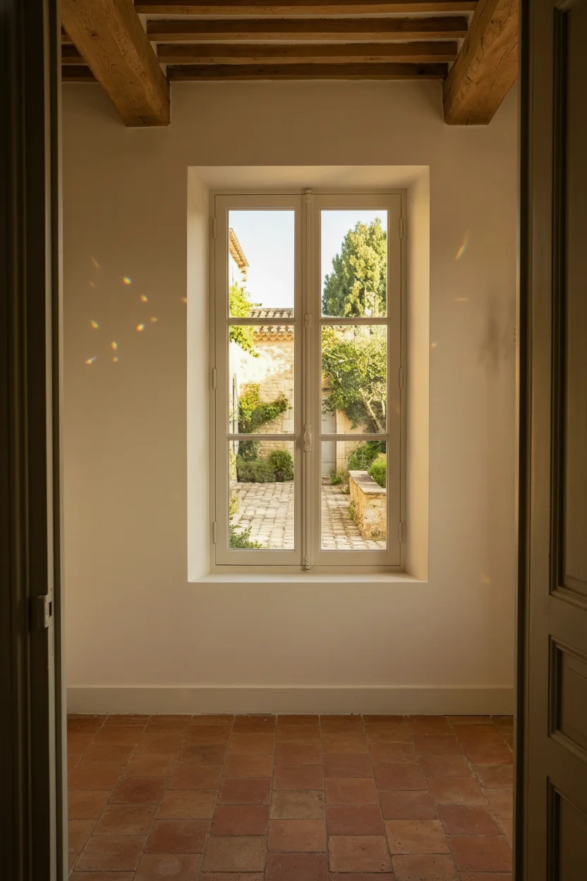 French Country Bathroom before renovation empty room