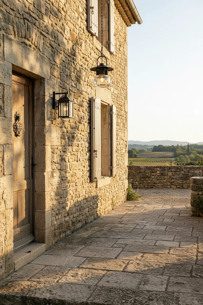 French Country exterior before renovation empty facade