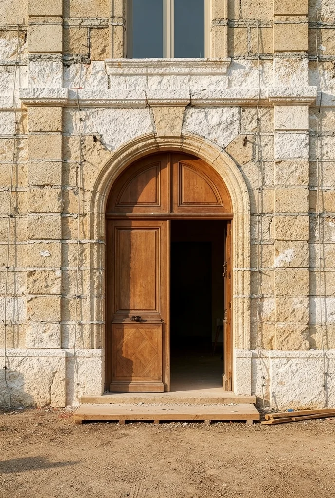 French Country exterior before renovation empty facade