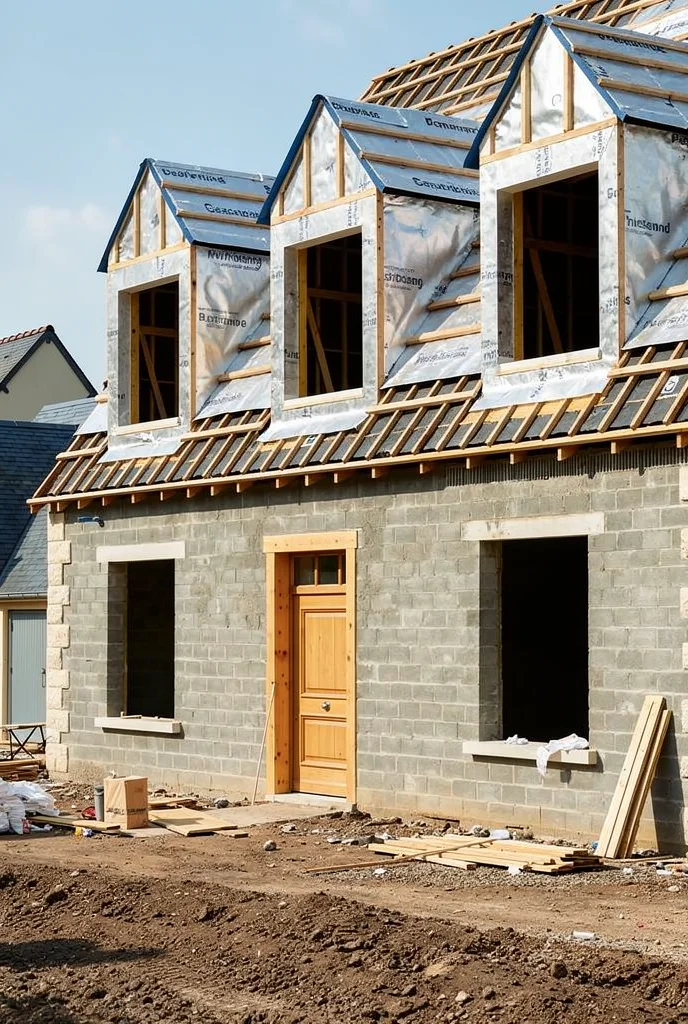 French country exterior before renovation empty construction