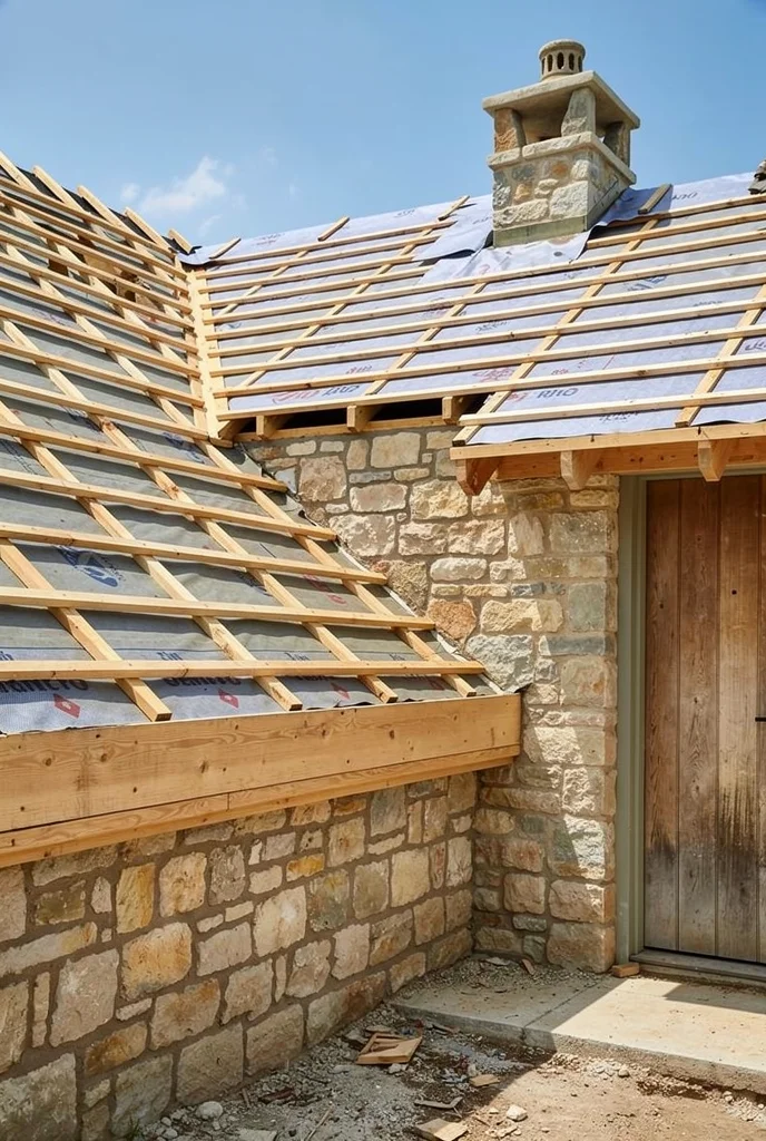 French Country Exterior before renovation empty roofline