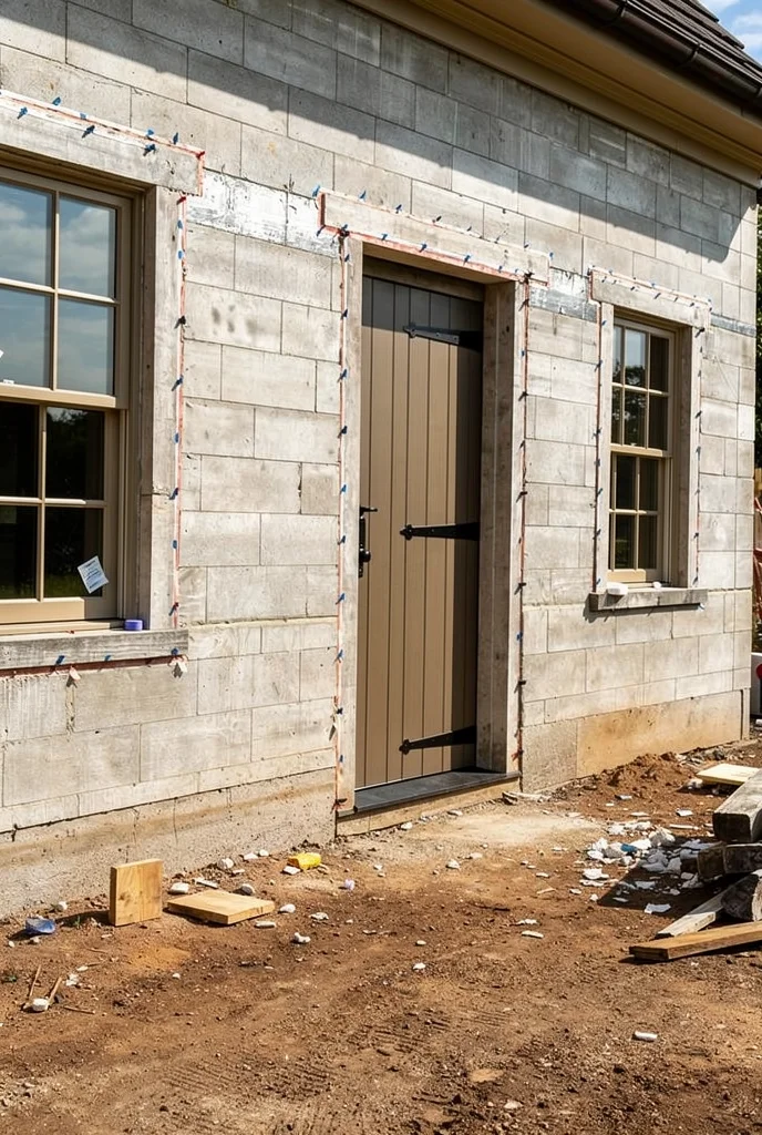 French country exterior before renovation empty facade