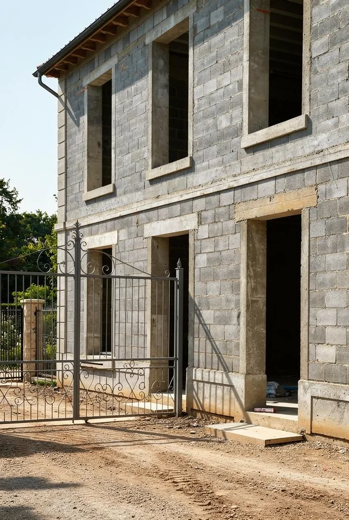 French country exterior before renovation empty facade