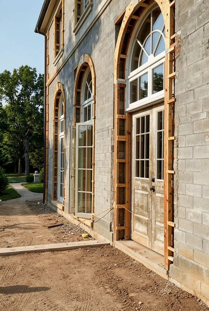 French Country Exterior before renovation empty facade