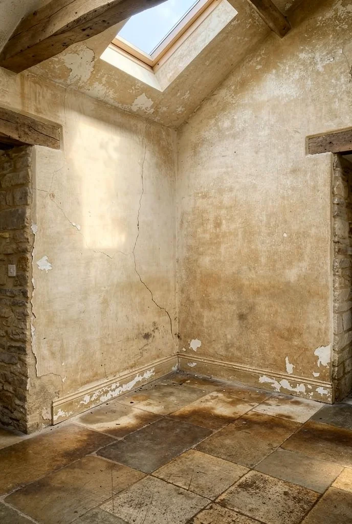 French country kitchen before renovation empty room