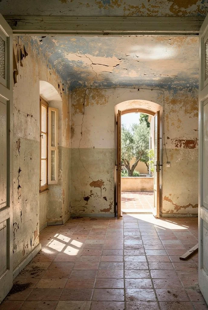 French country kitchen before renovation empty room