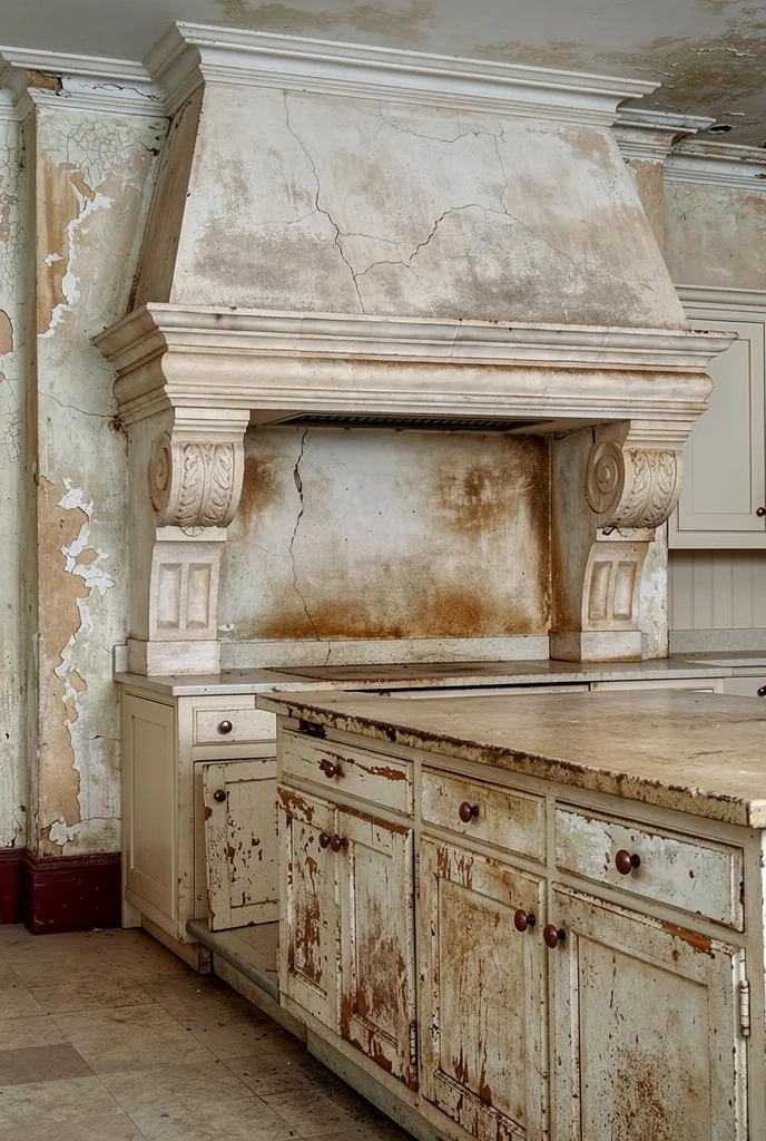 French Country kitchen before renovation empty room