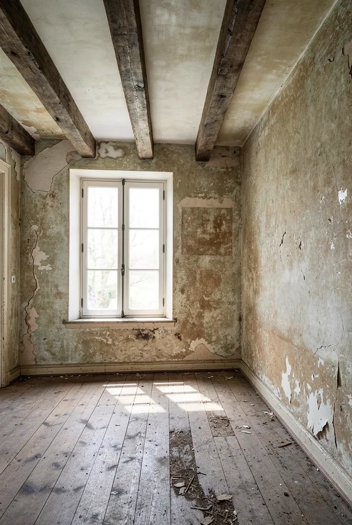 French country kitchen before renovation empty room