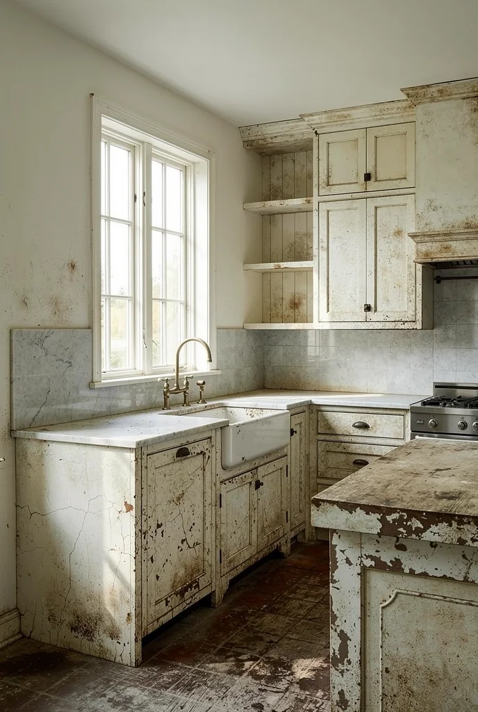 French Country kitchen before renovation empty room