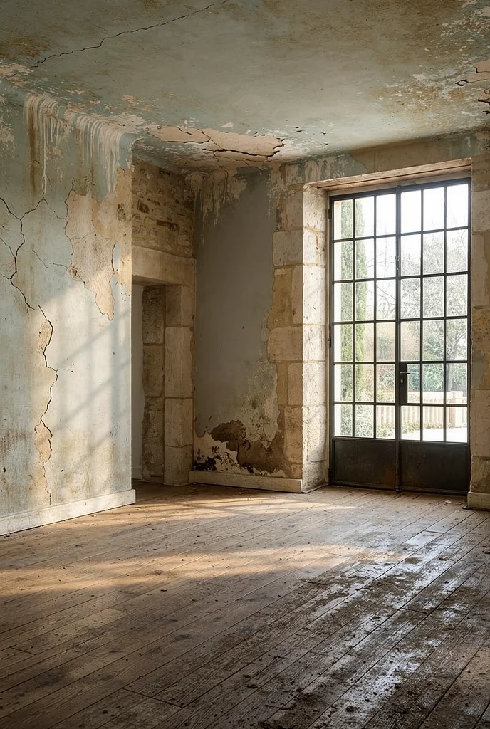 French country kitchen before renovation empty room