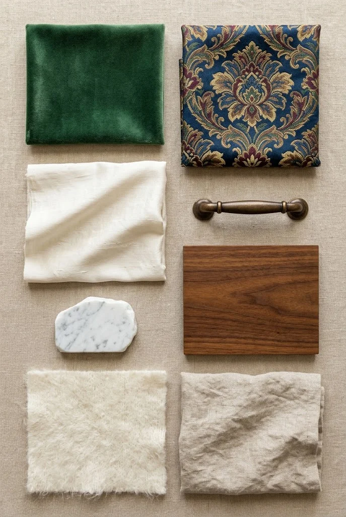Modern bedroom materials_collage featuring curated home decor products