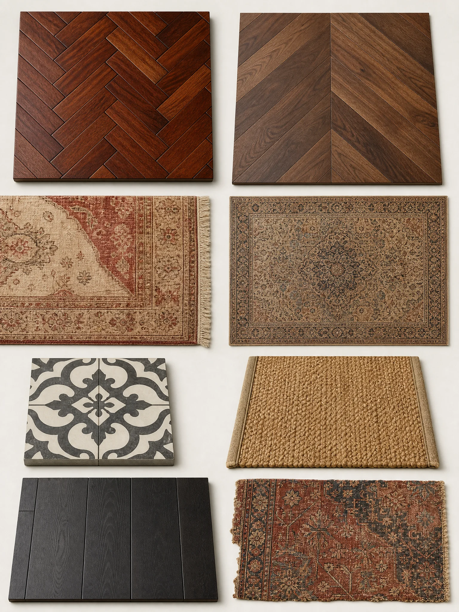 Modern room flooring_collage featuring curated home decor products