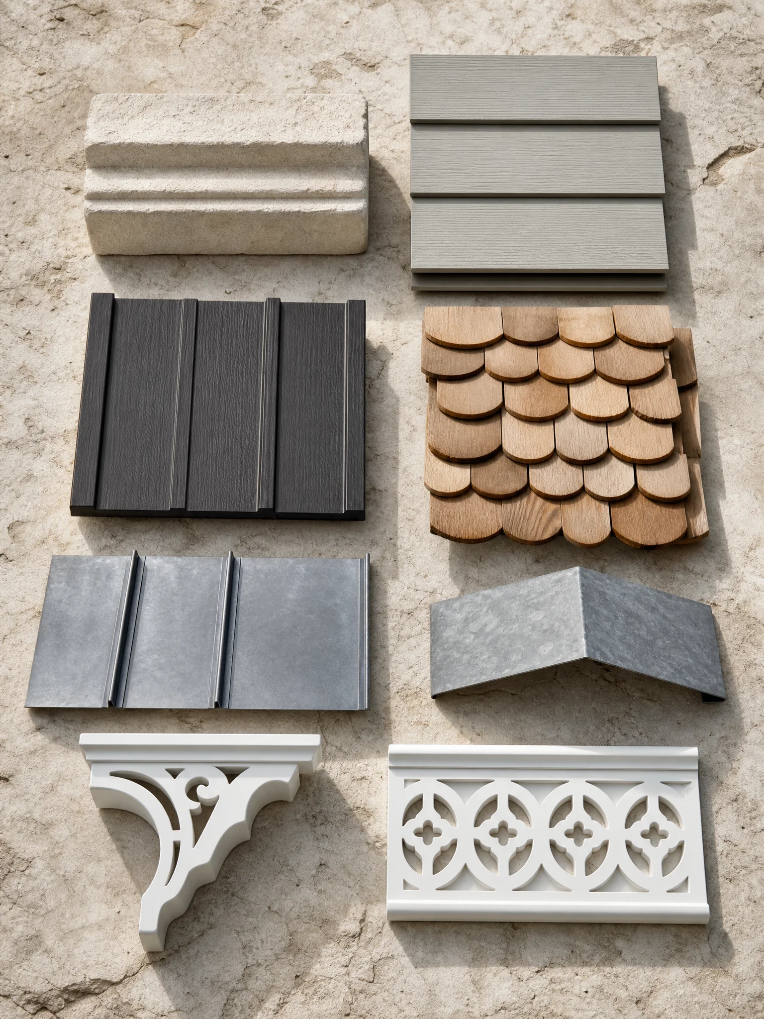 Modern exterior materials_collage featuring curated home decor products