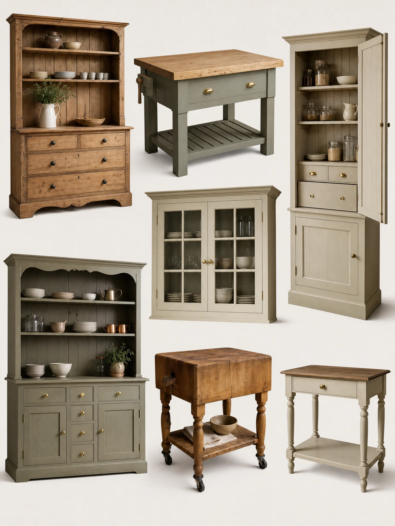 Modern kitchen furniture_collage featuring curated home decor products