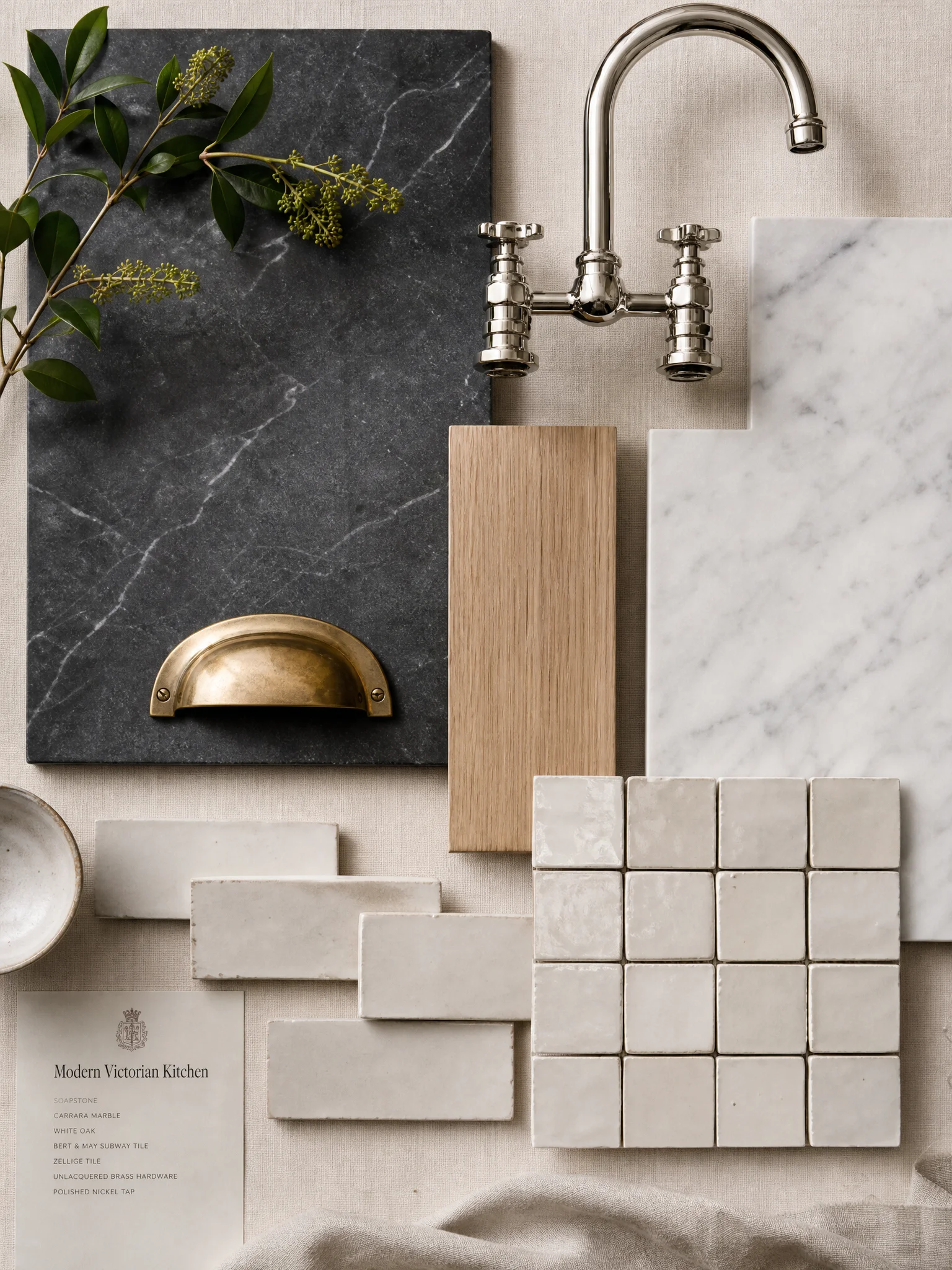 Modern kitchen materials_collage featuring curated home decor products