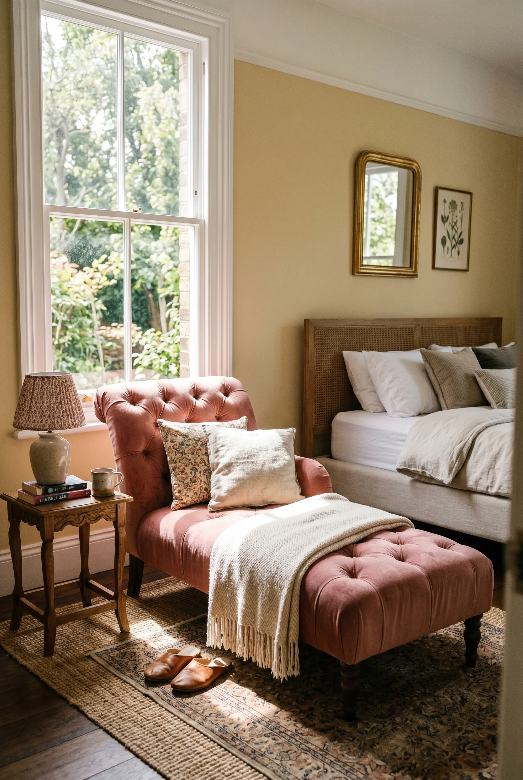 Victorian Bedroom design scene against Hay walls