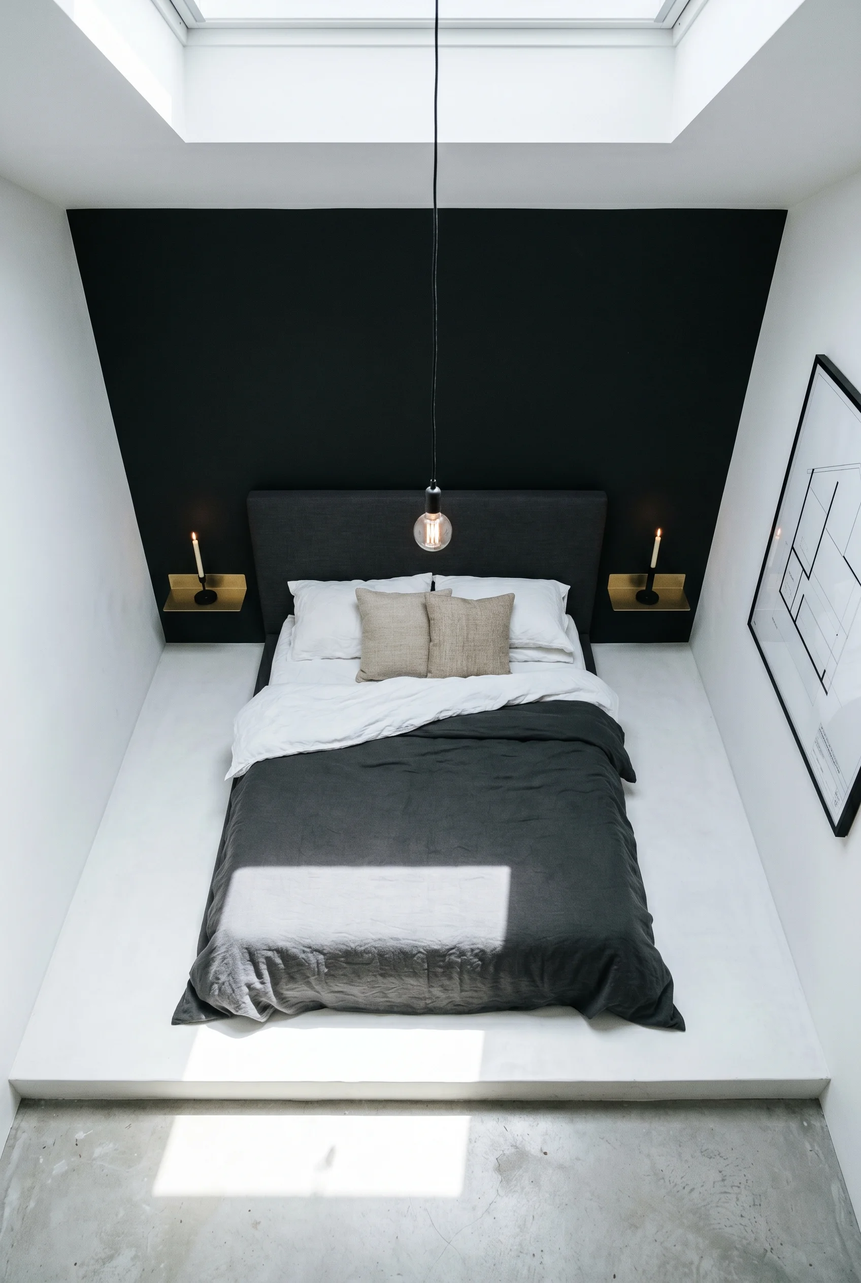 Victorian Bedroom design scene against Pitch Black walls