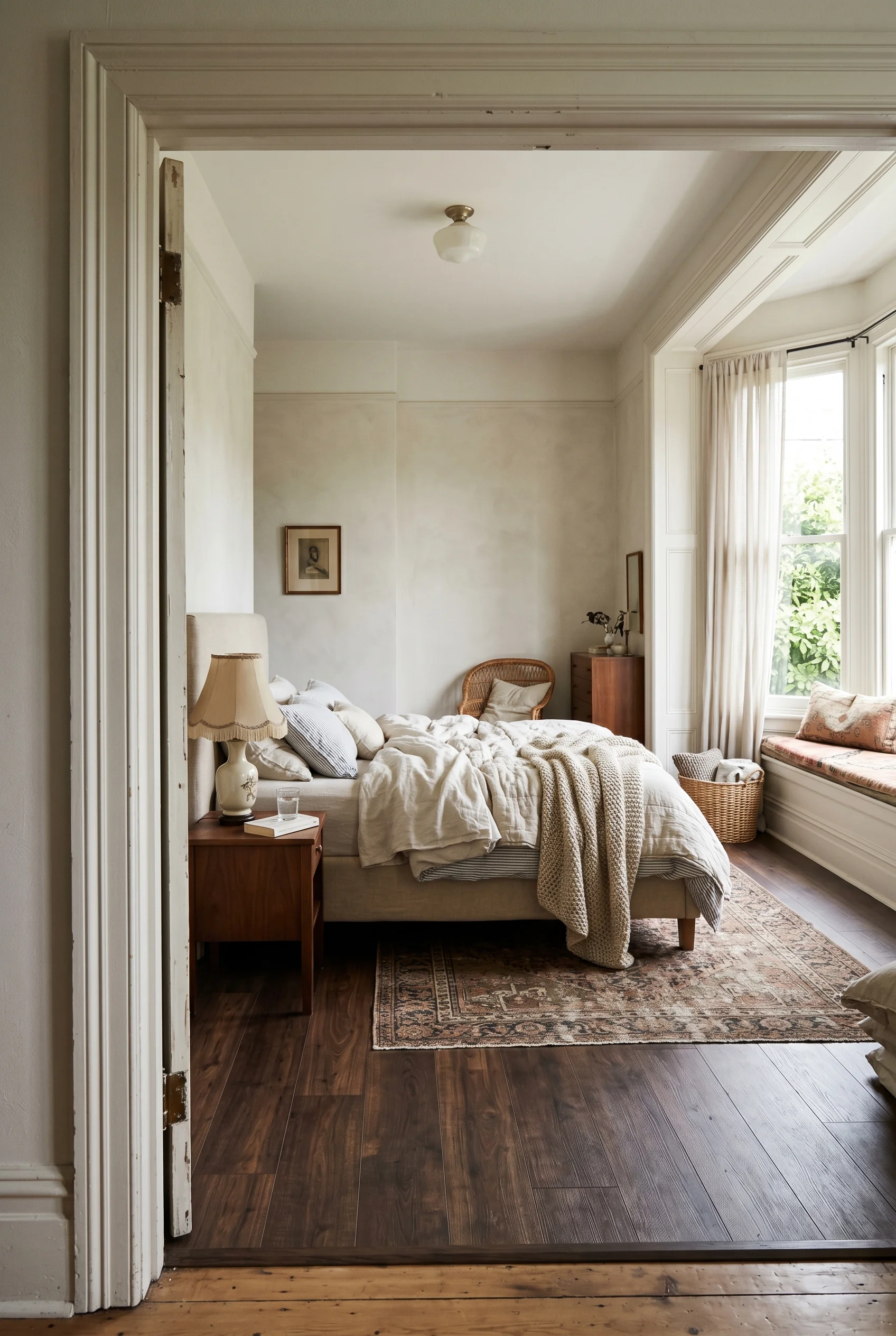 Victorian Bedroom design scene against Pointing walls