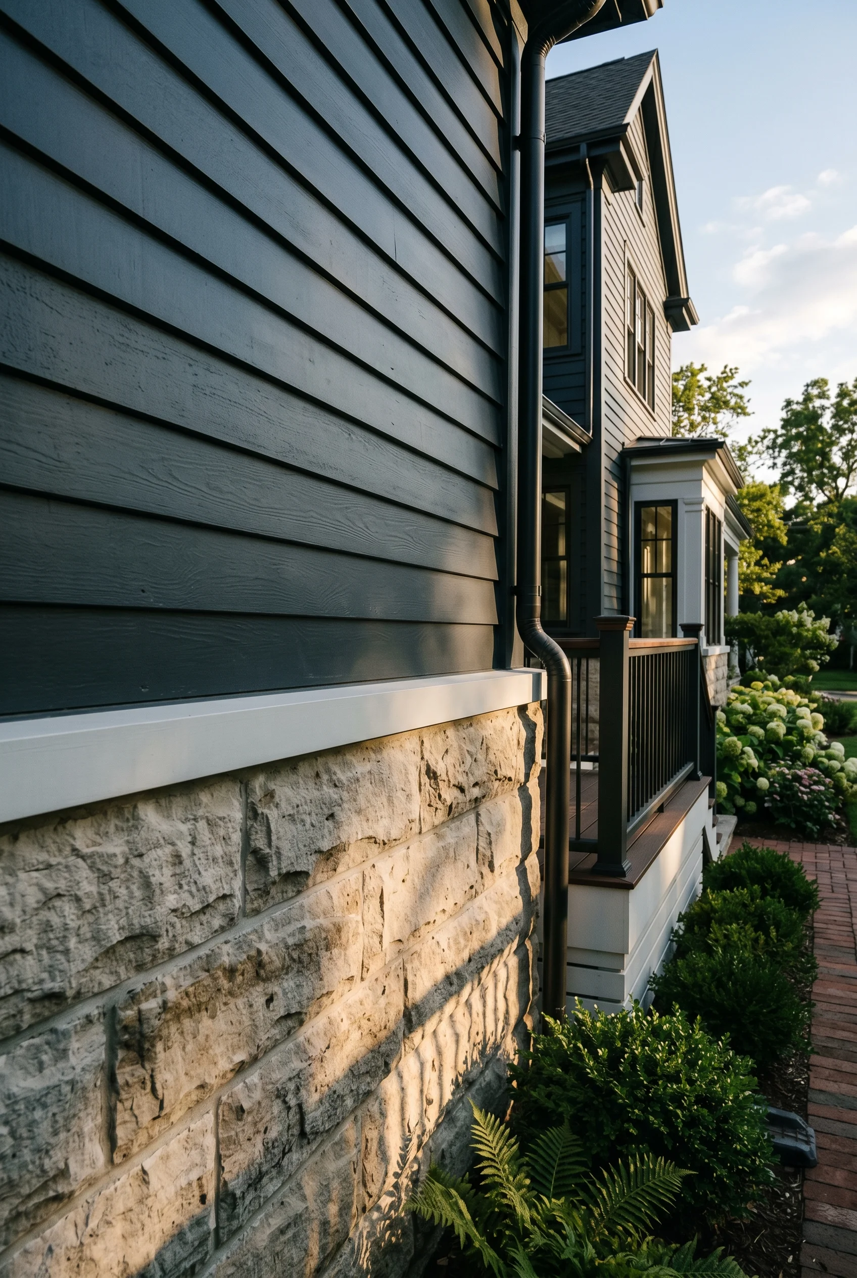 Victorian Exterior design scene against Railings walls
