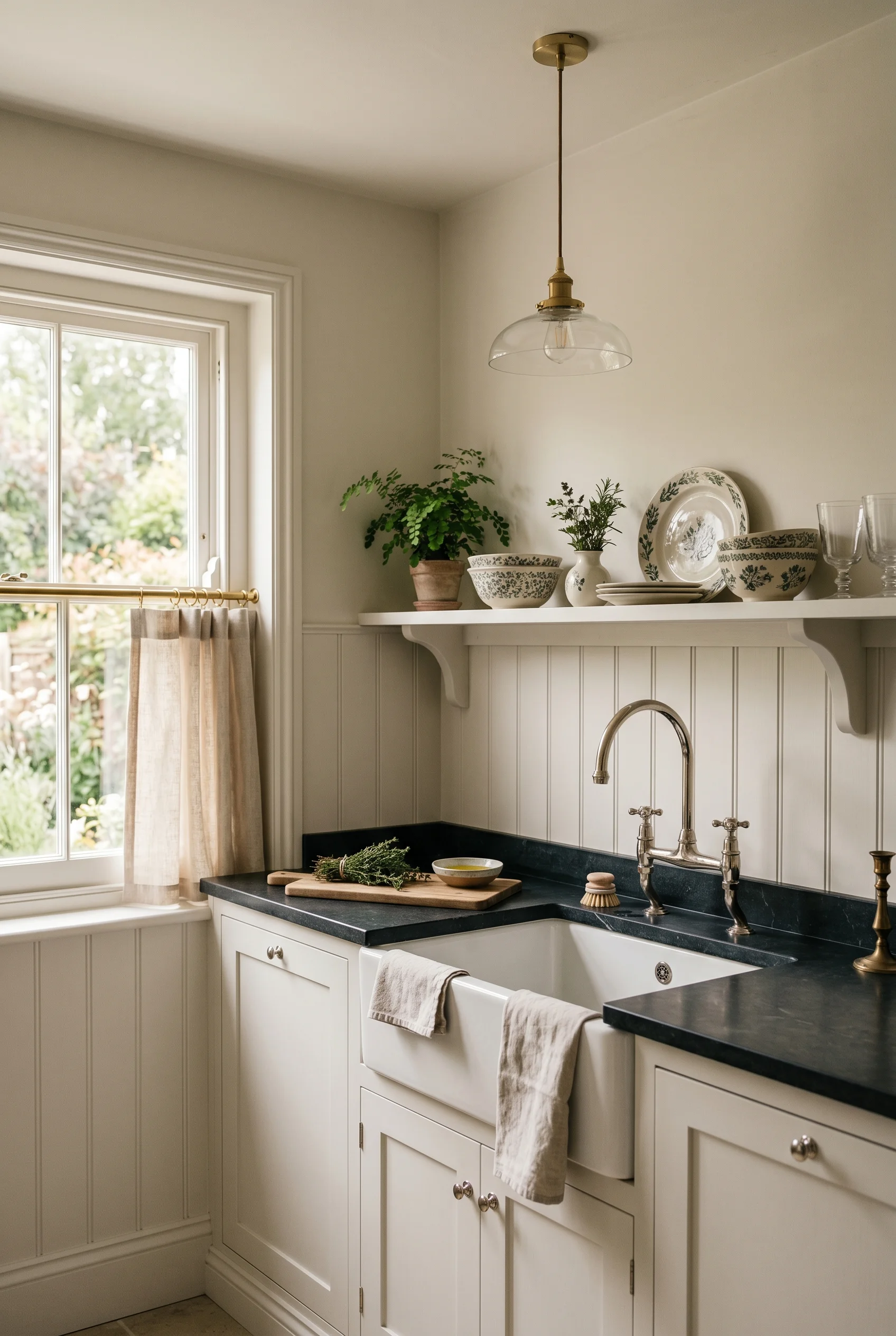 Victorian Kitchen design scene against Joa's White walls