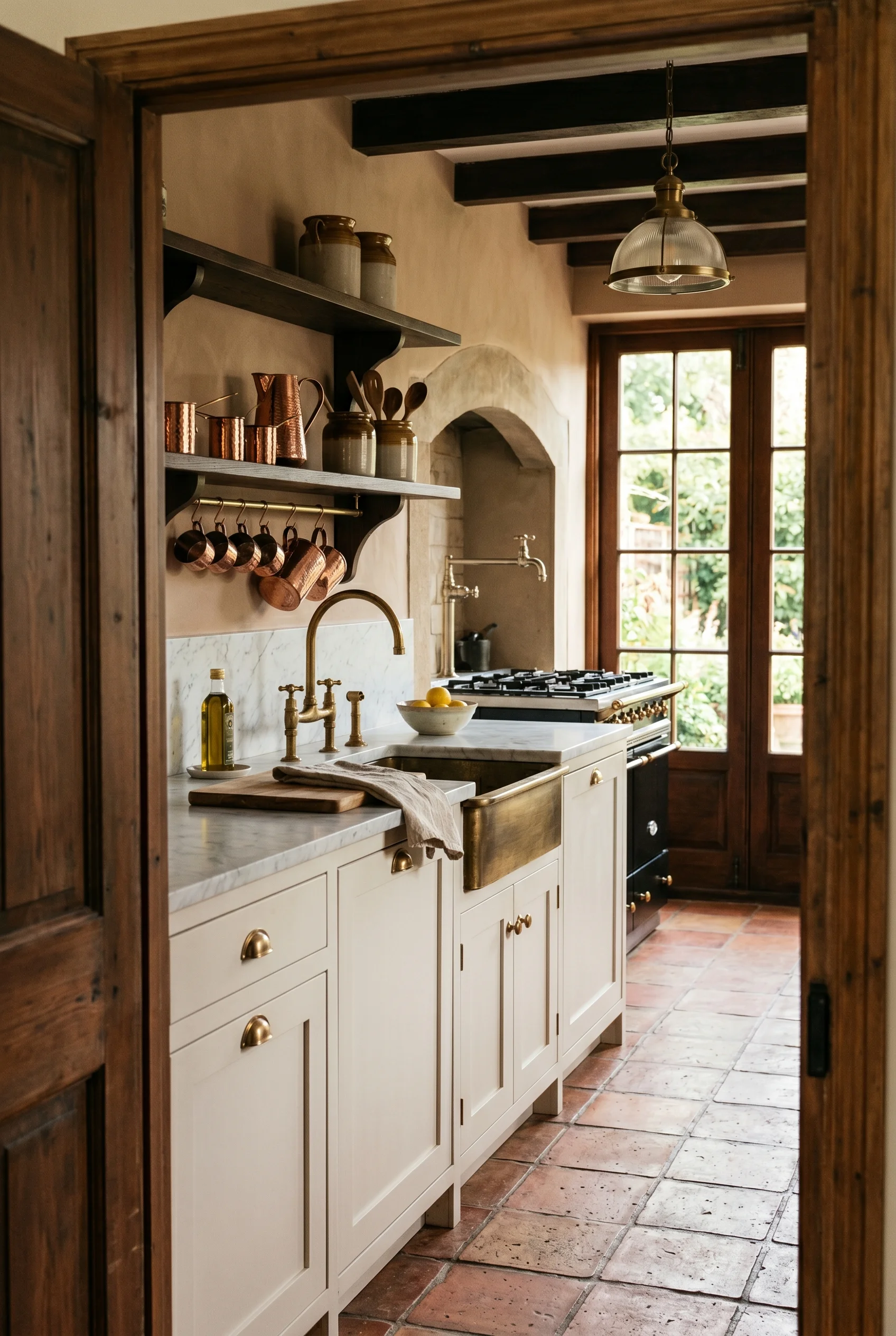 Victorian Kitchen design scene against London Clay walls