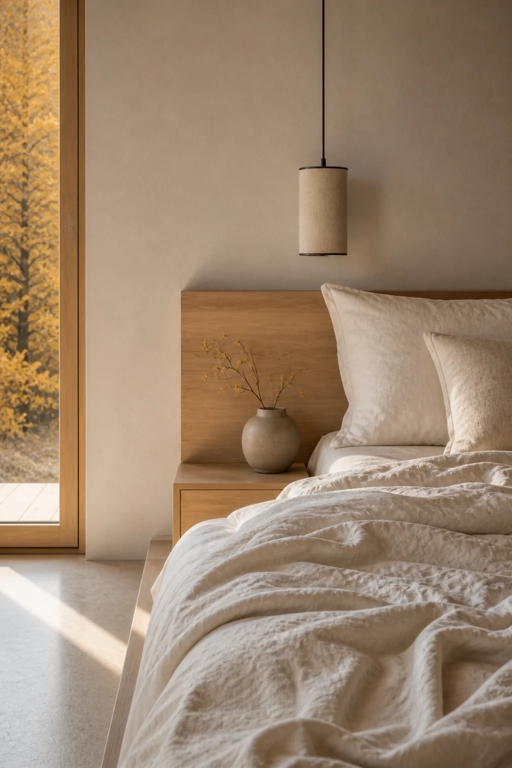 bedroom detail at the Slovenian Alpine House in the Julian Alps in an original fictional editorial architecture story about material, landscape, light and the calm sequence of room