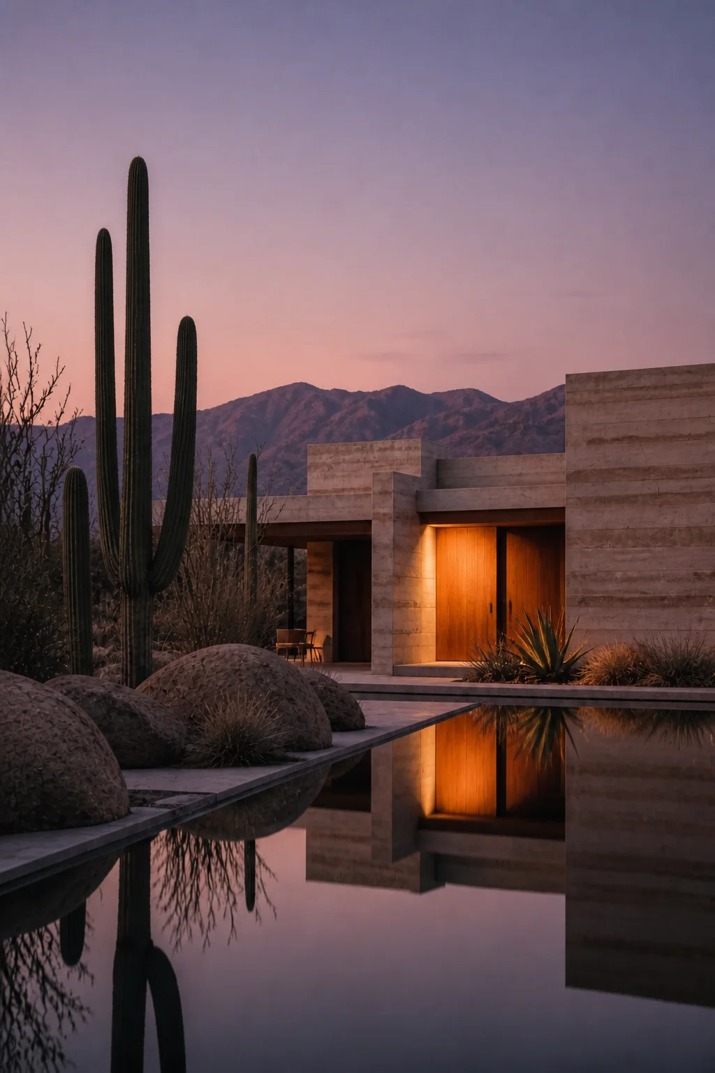 closing mountain at Baja Earth House in Baja California Sur in an original fictional editorial architecture story about material, landscape, light and the calm sequence of rooms...