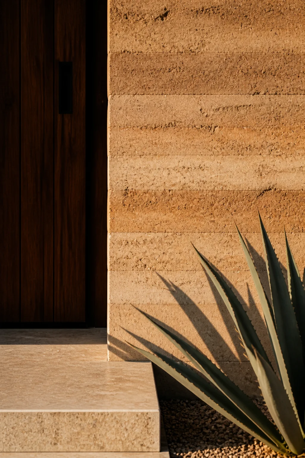 material detail at Baja Earth House in Baja California Sur in an original fictional editorial architecture story about material, landscape, light and the calm sequence of rooms....