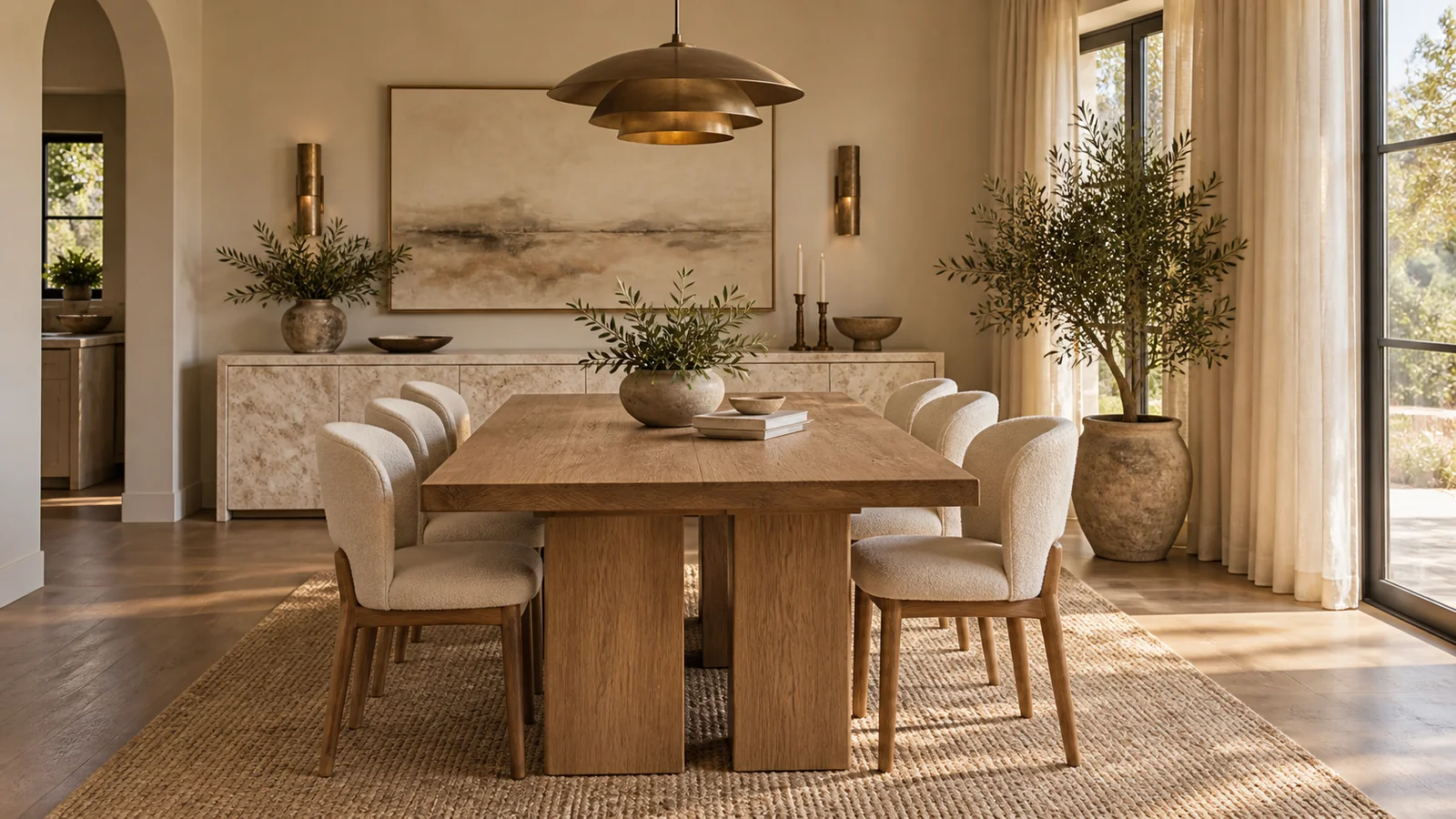 Organic dining room with intentional decor.