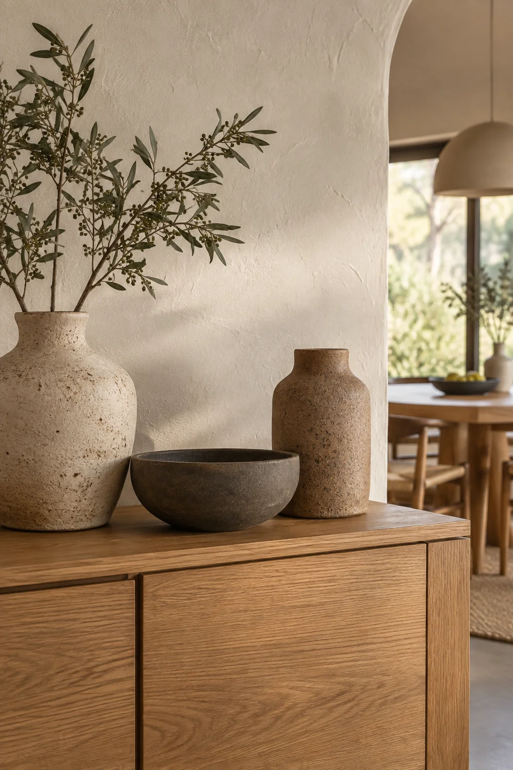 Handmade ceramic vessels with matte textures.
