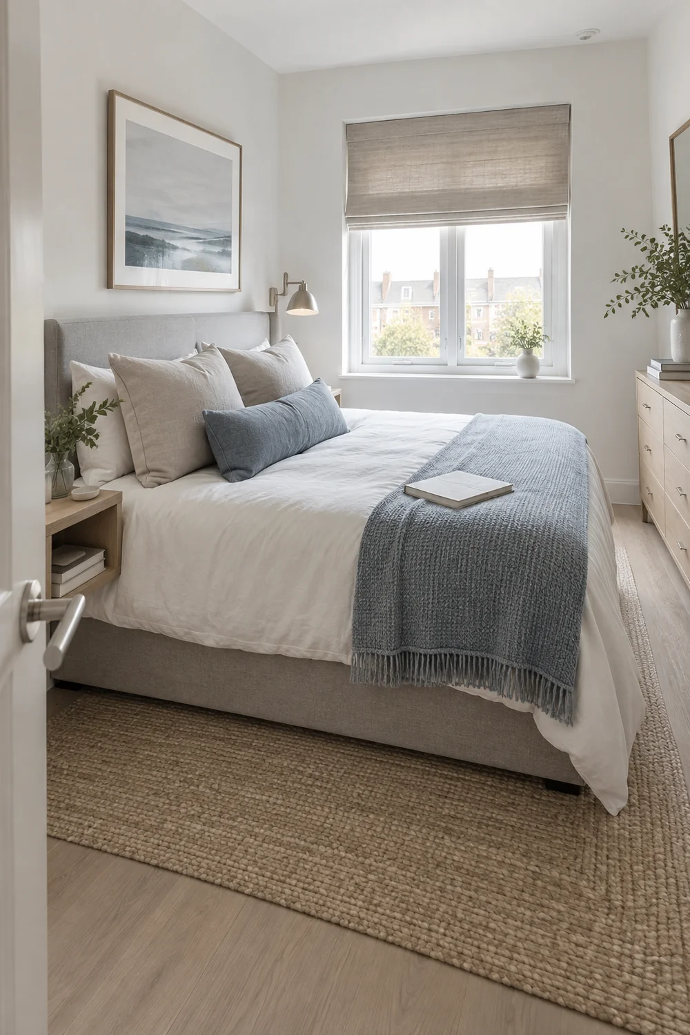 Book on the bed in a bright shared room after a storage reset