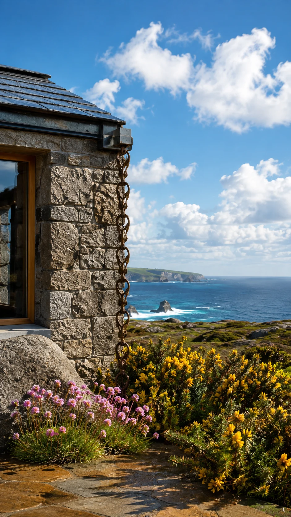 Granite cottage terrace over Atlantic coast
