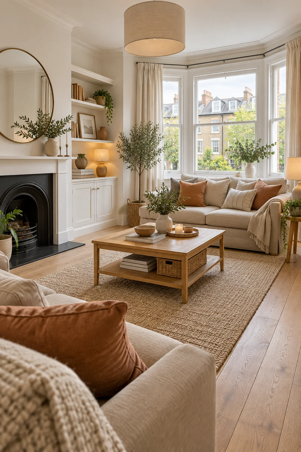 Living room seating and clear walking route from the sofa