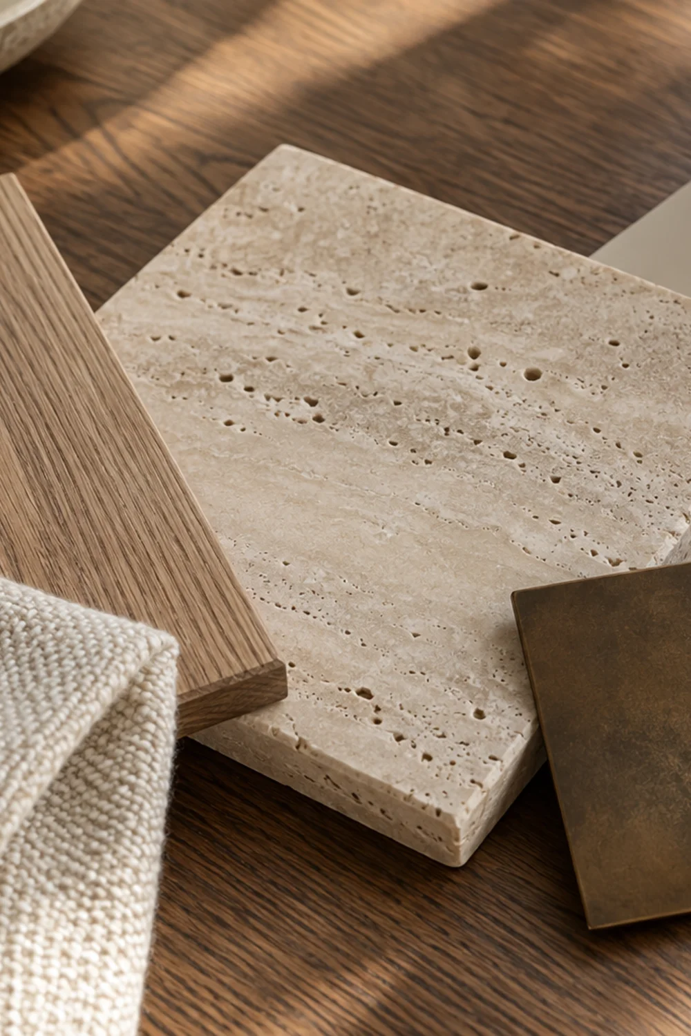 Warm neutral organic modern dining room palette.