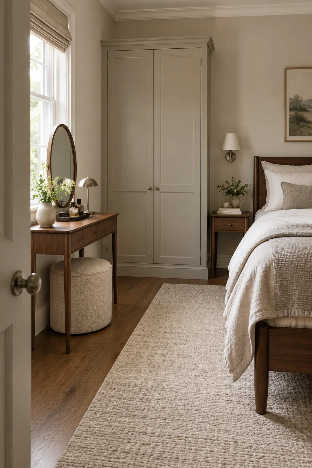 Approved vanity footprint shown with stool tucked and route clear