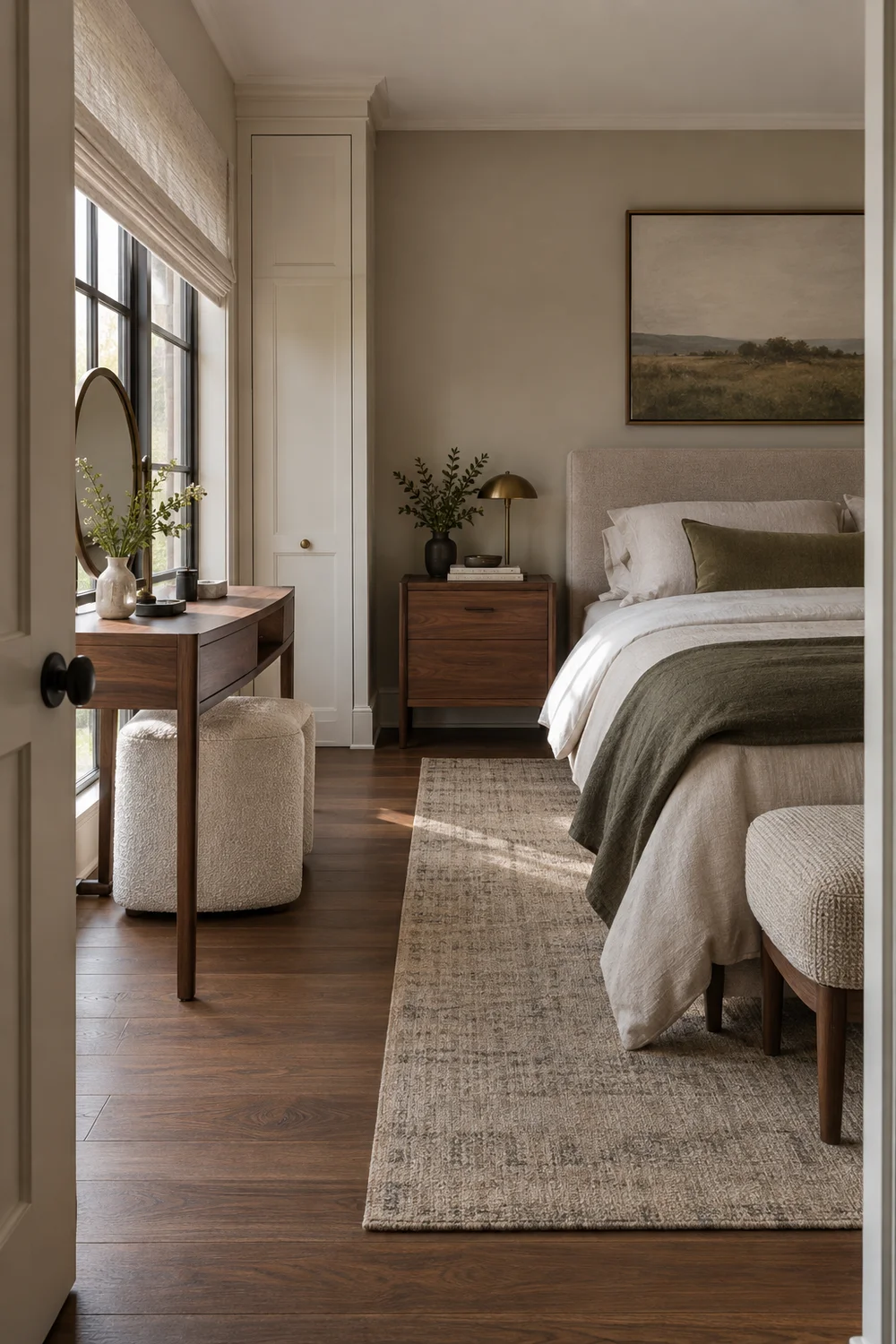 Chosen bedroom vanity direction viewed from doorway with open route
