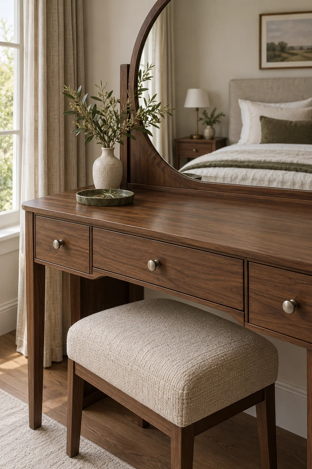 Clean vanity surface after daily products return to drawers