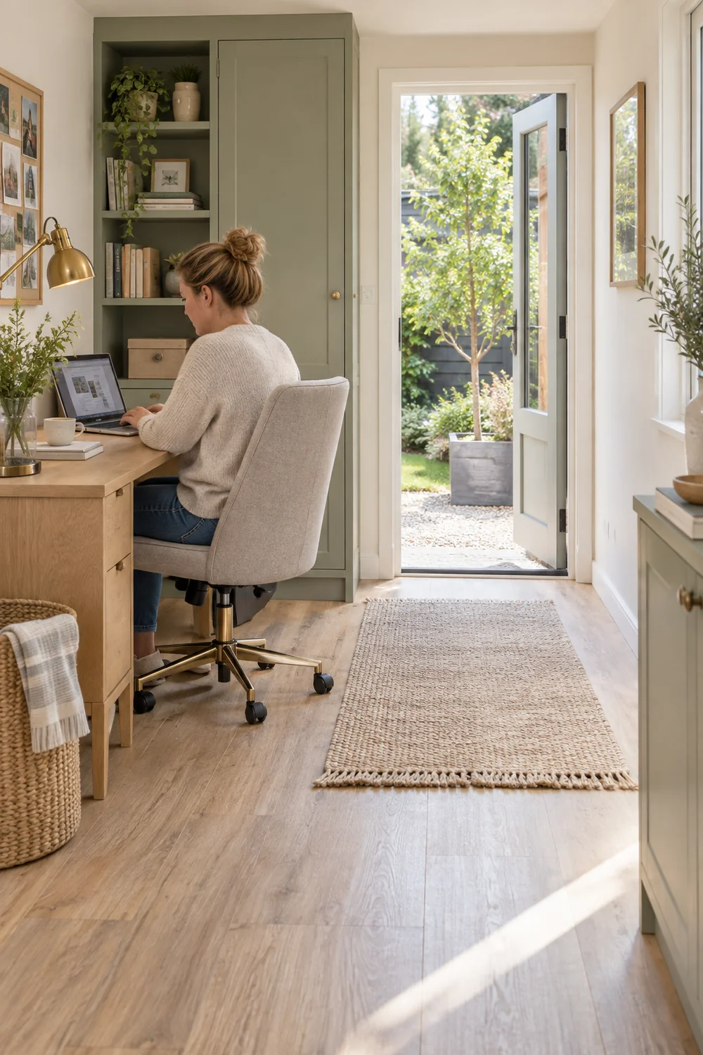 Clear route between an office chair and the garden door