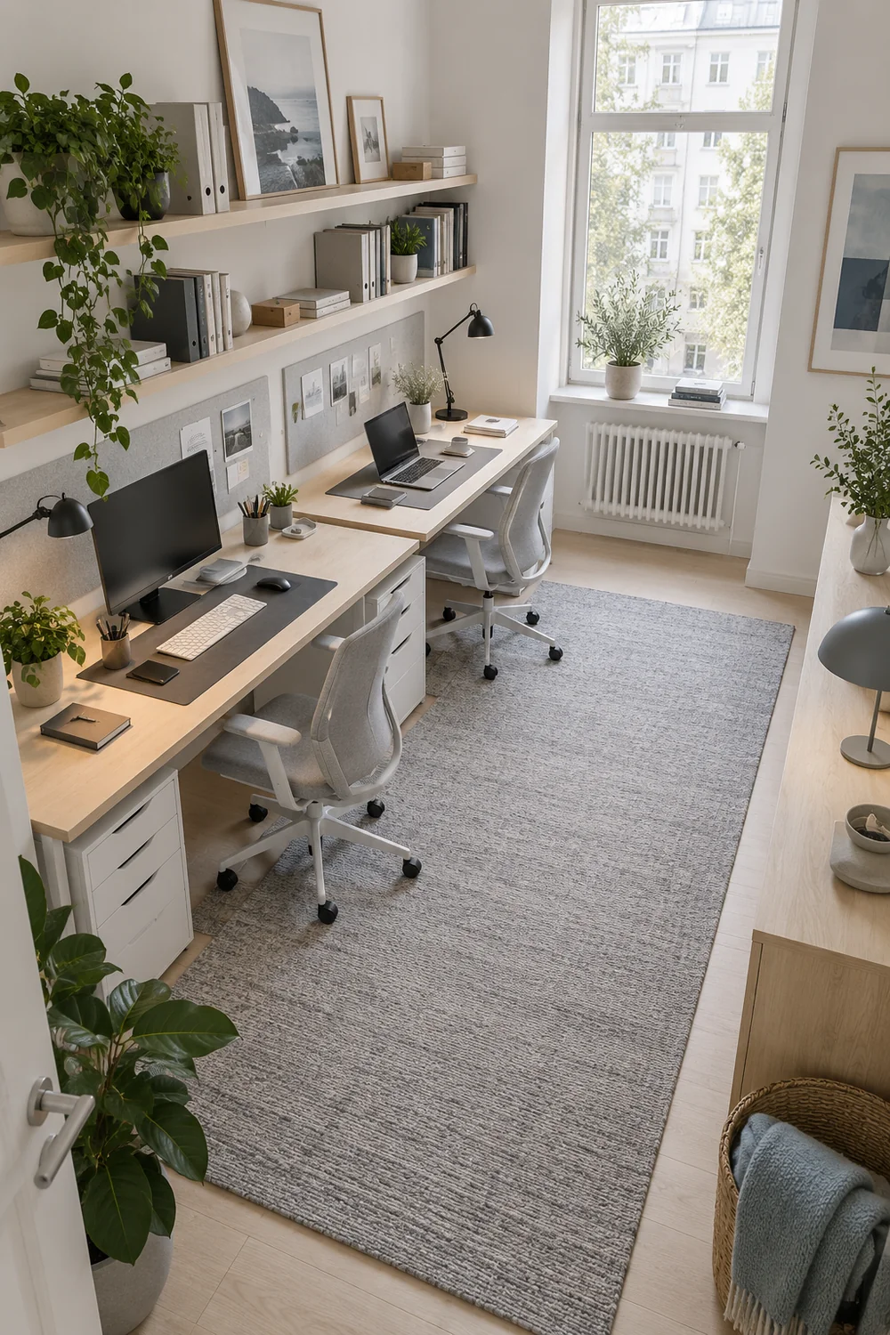 Two birch desk spans sized for different computer and paper tasks