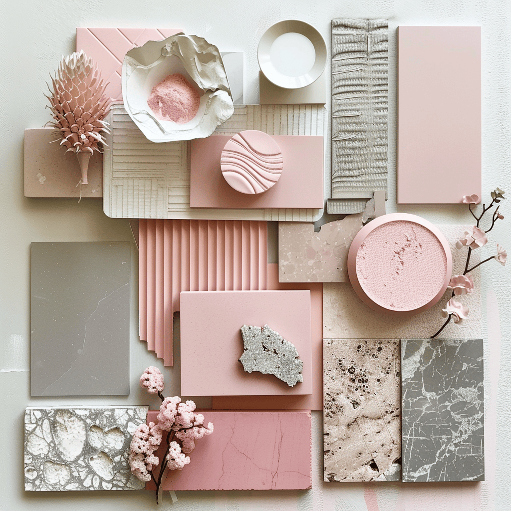 An enchanting moodboard showcasing a spectrum of pink, highlighting the versatility and warmth of the color in creative design