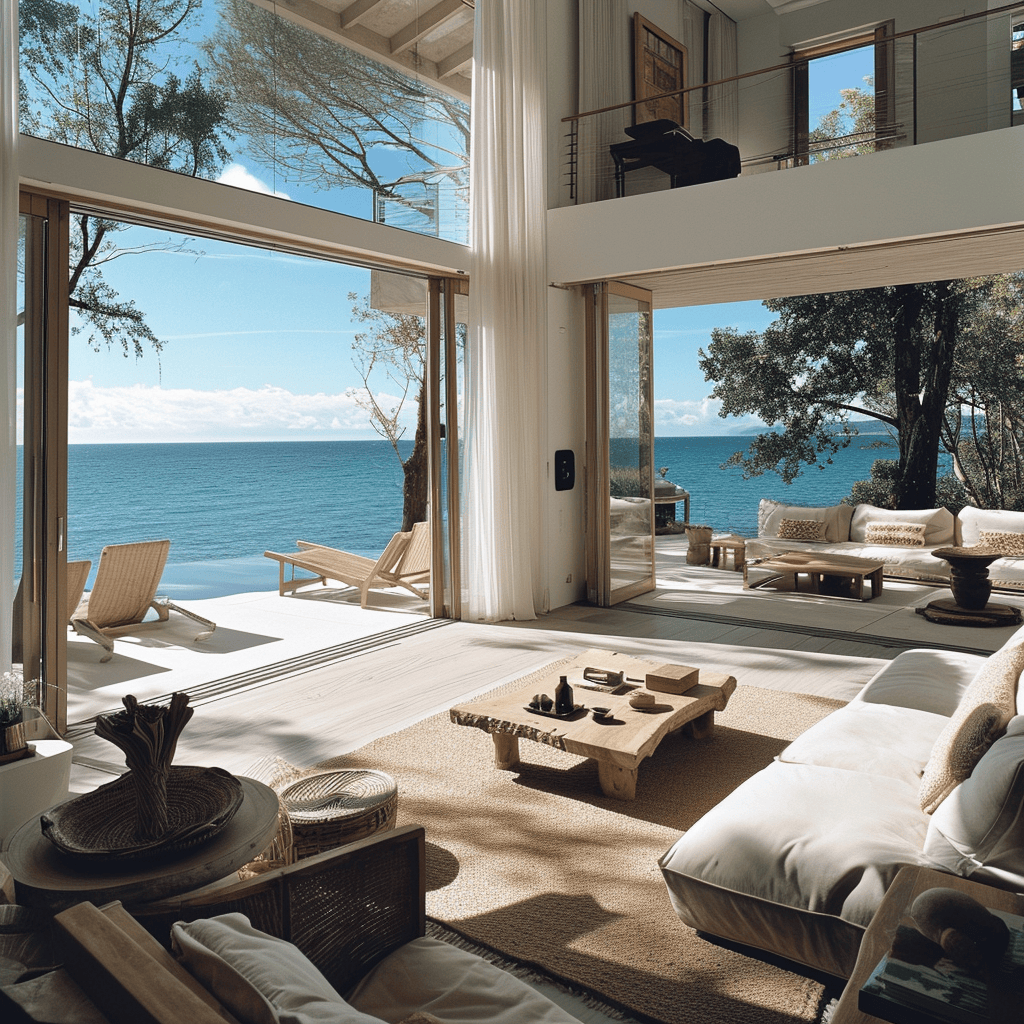 Ceramic and porcelain decor in a modern coastal living room